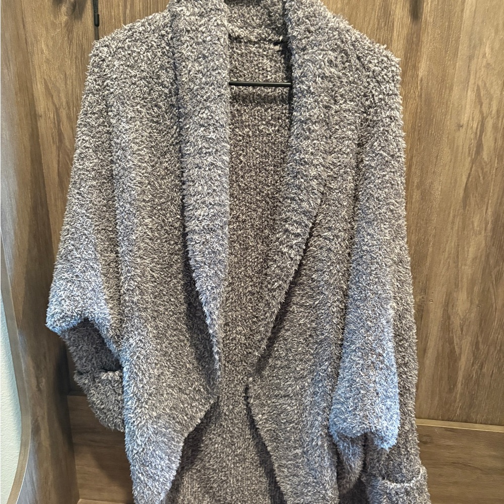 Barefoot Dreams Gray Chunky Knit Cardigan Sweater